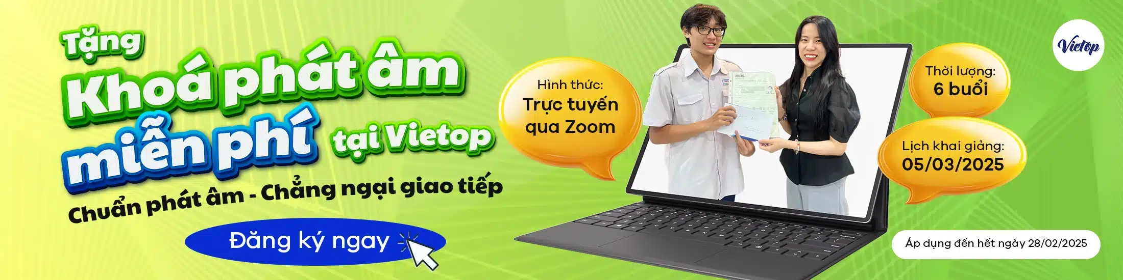 Tặng khoá phát âm miễn phí tại Vietop