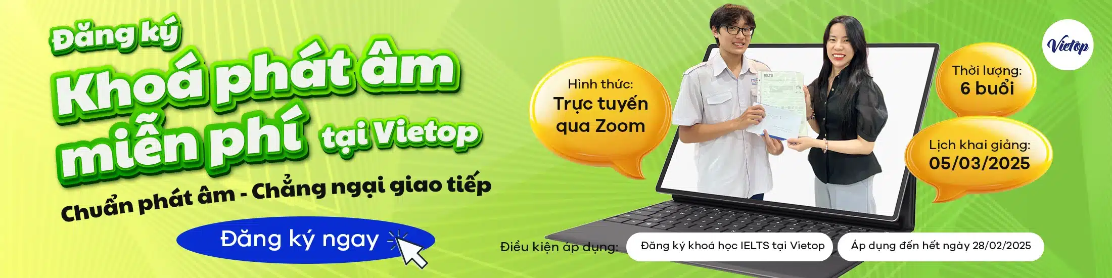 Tặng khoá phát âm miễn phí tại Vietop